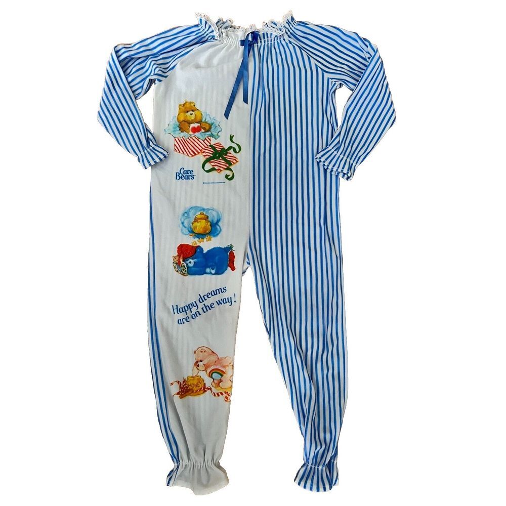 Vintage Care Bears 1980s Childrens Pajamas Bodysuit‎ Kids Pjs Graphic Y2K